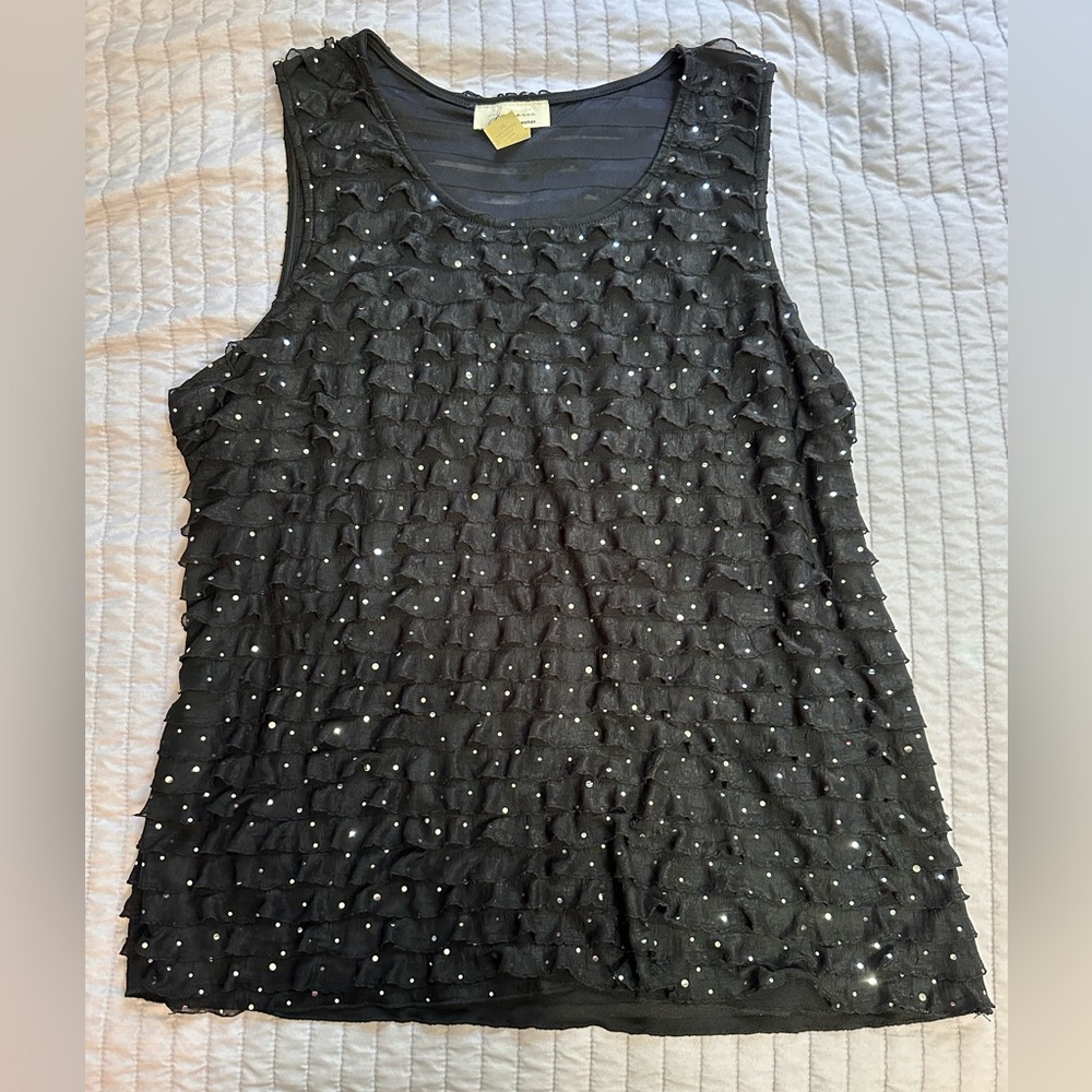 Black Sleeveless Ruffle Top